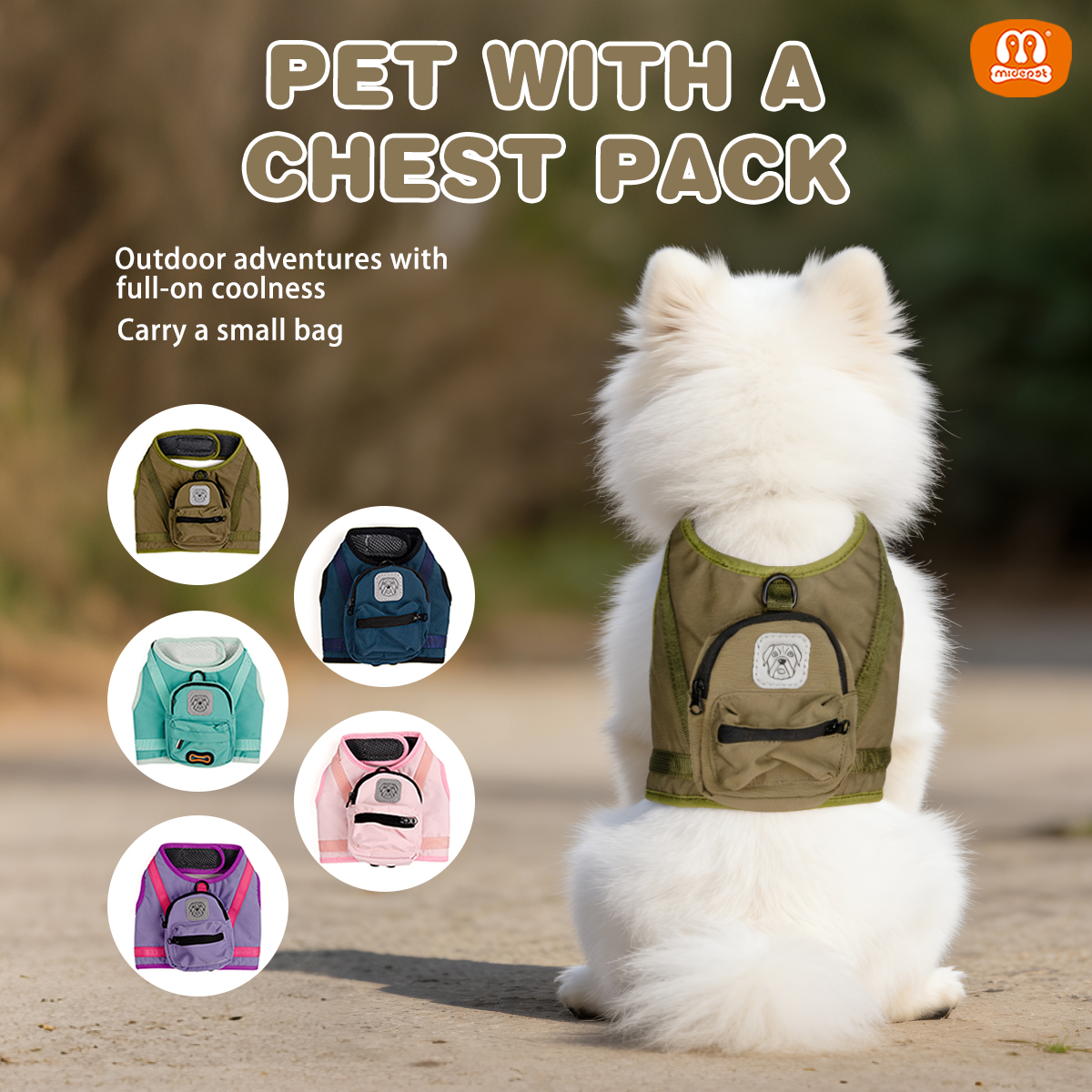 Solid Color Dog Harness with Storage Pouch | Polyester Material | Utility Pet Vest