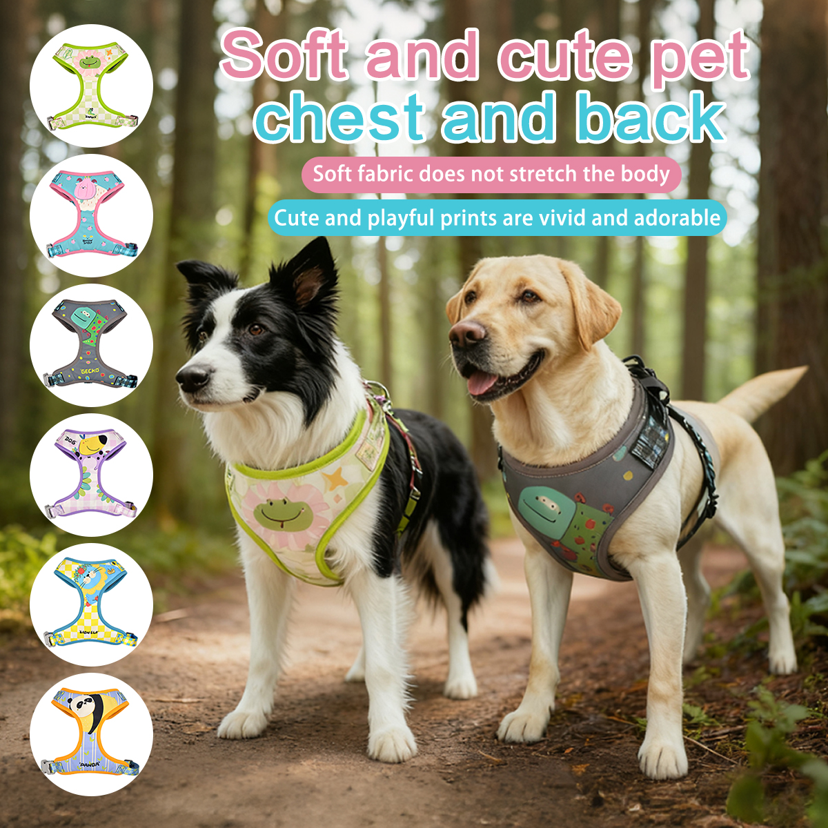 Soft & Cute Pet Harness with Playful Prints | Plush Adjustable Vest