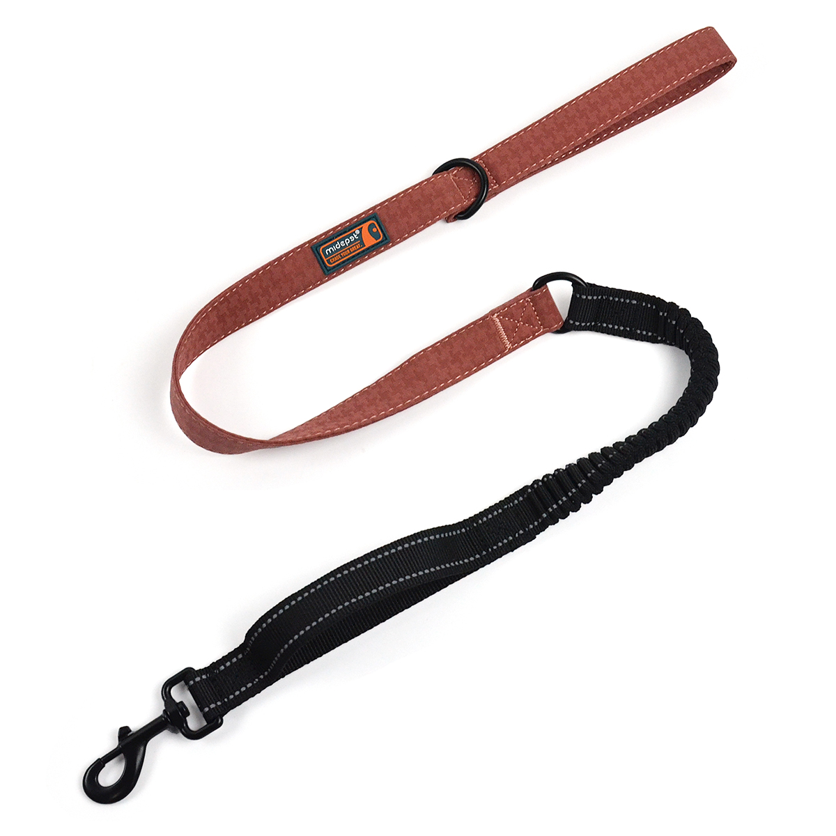 Elastic Dog Leash with Traffic Handle & Houndstooth Webbing | Anti-Pull Retractable Leash