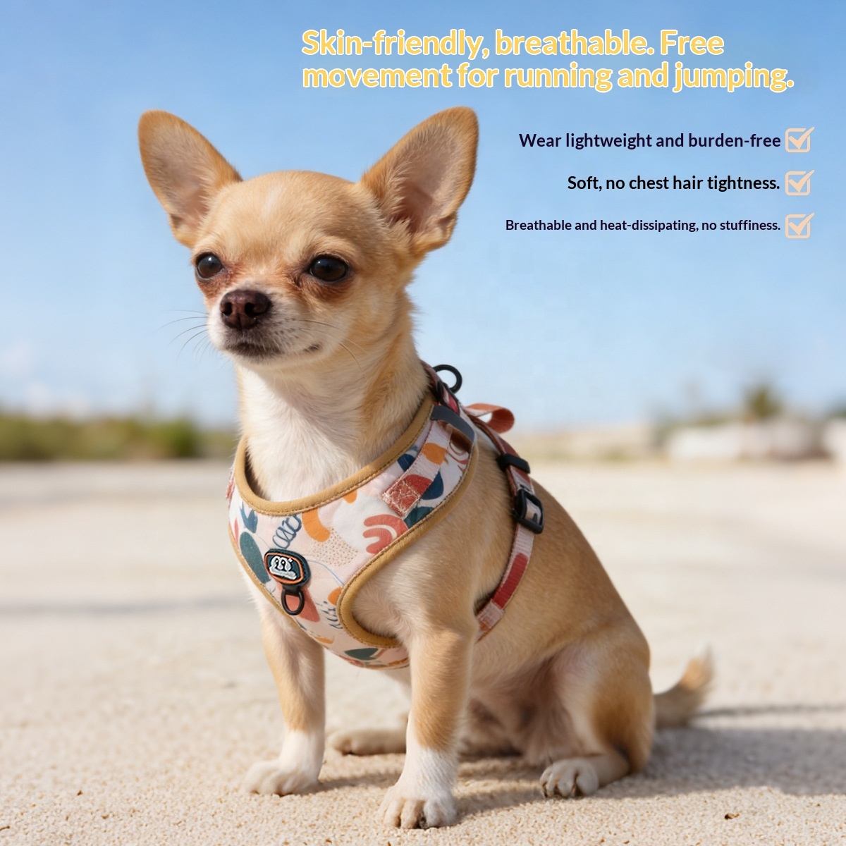 Print Dog Harness with Sandwich Lining | 4 Colors & 4 Sizes | Breathable Polyester