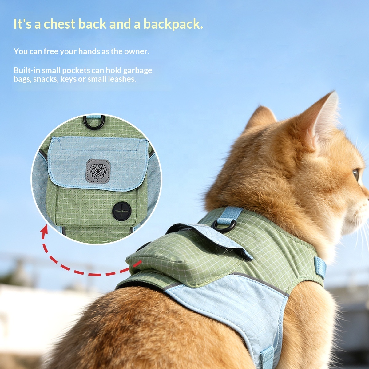 2-in-1 Outdoor Reflective Dog Harness with Pack | Multi-Function Pet Carrier Backpack