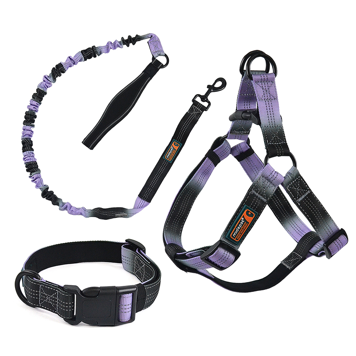 Neoprene Pet Travel Set (Harness, Leash, Collar) | Gradient Color & Anti-Pull Design