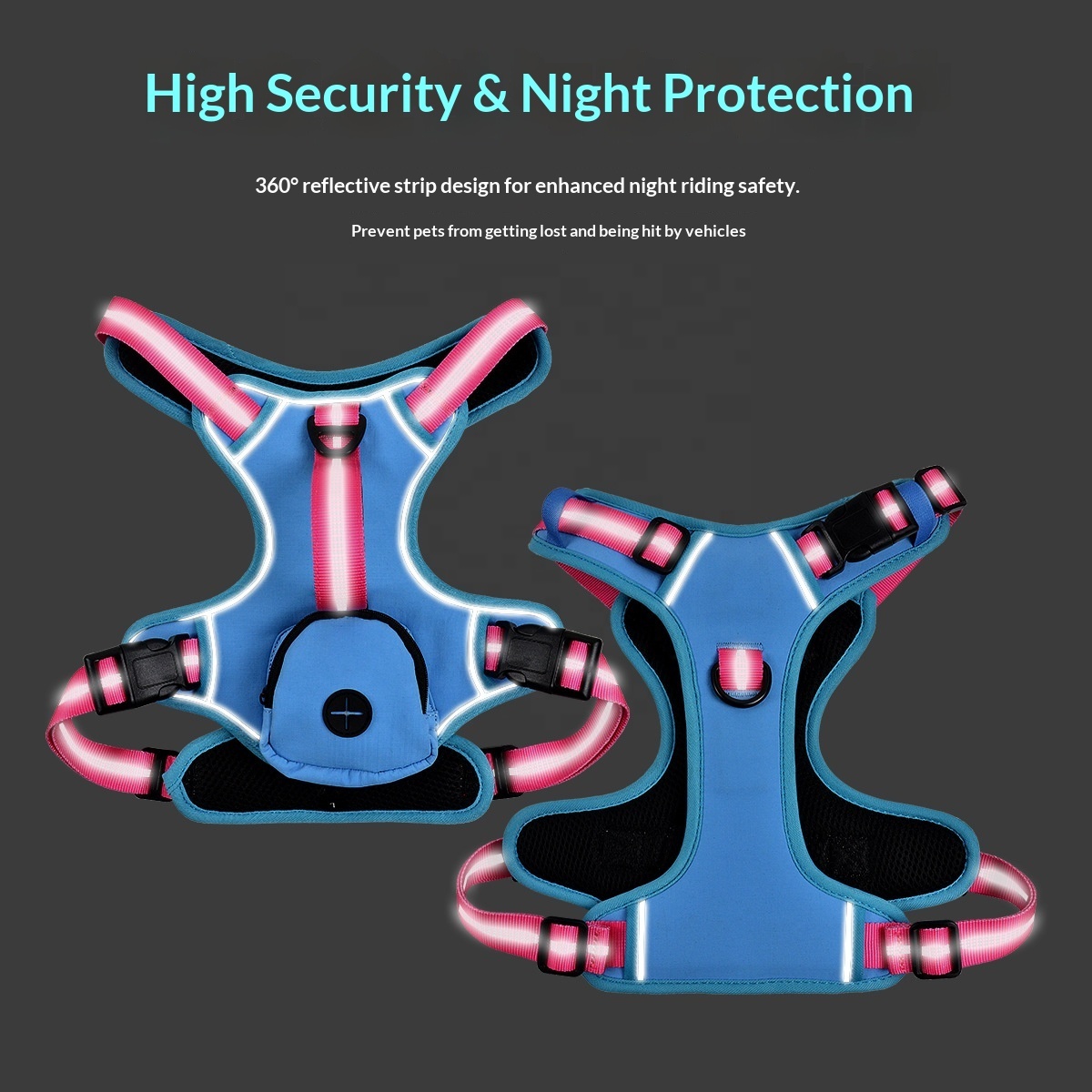 Multi-Function Dog Harness with Storage Bag & Handle | Reflective & Anti-Pull
