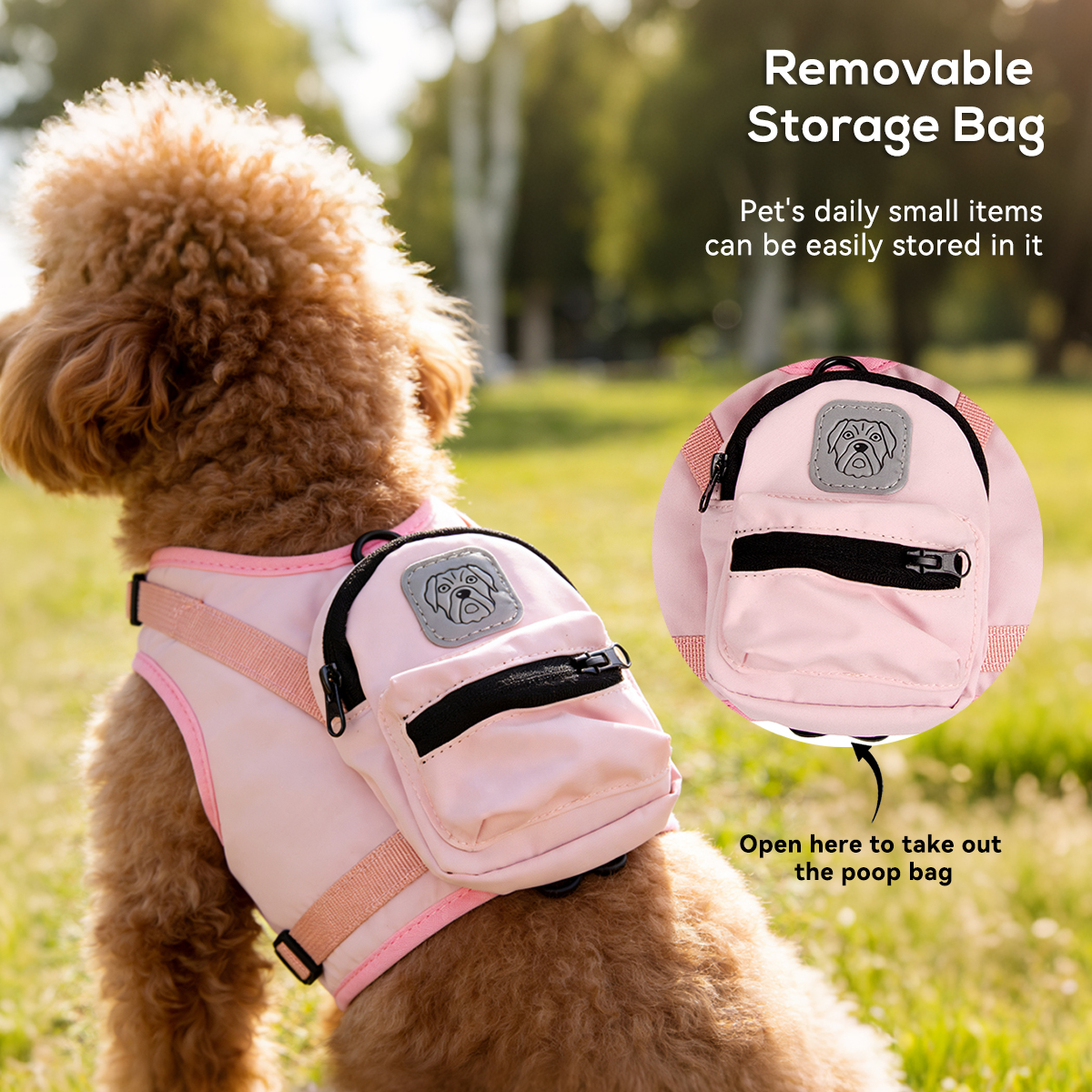 Solid Color Dog Harness with Storage Pouch | Polyester Material | Utility Pet Vest