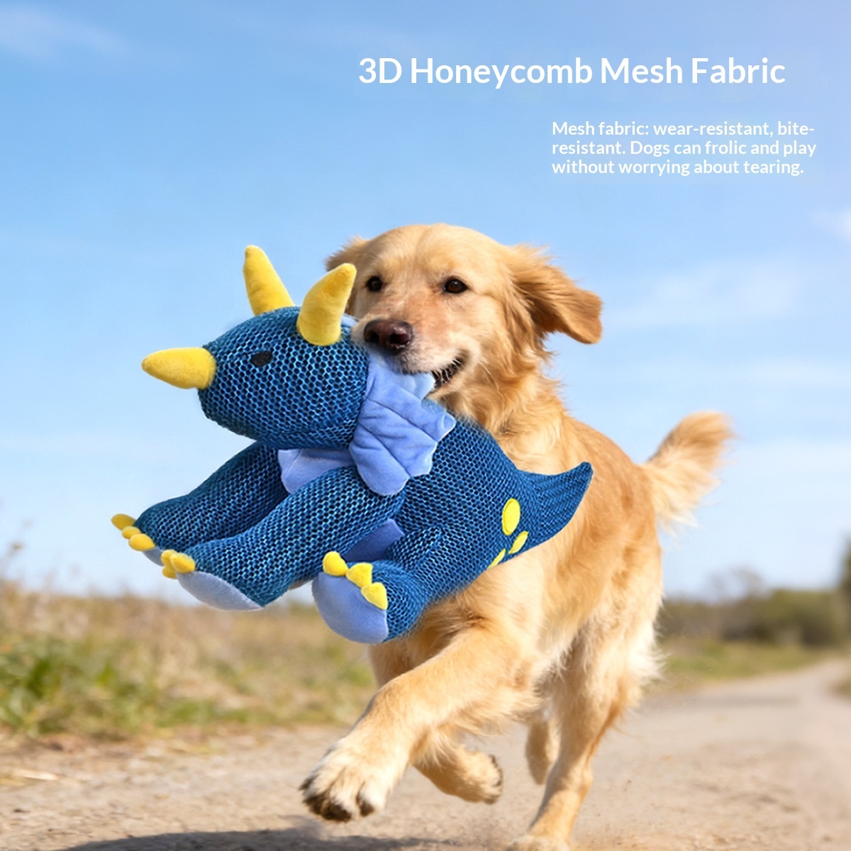 Honeycomb Mesh Dinosaur Dog Toy | Tear-Resistant, Squeaky & Chew-Proof