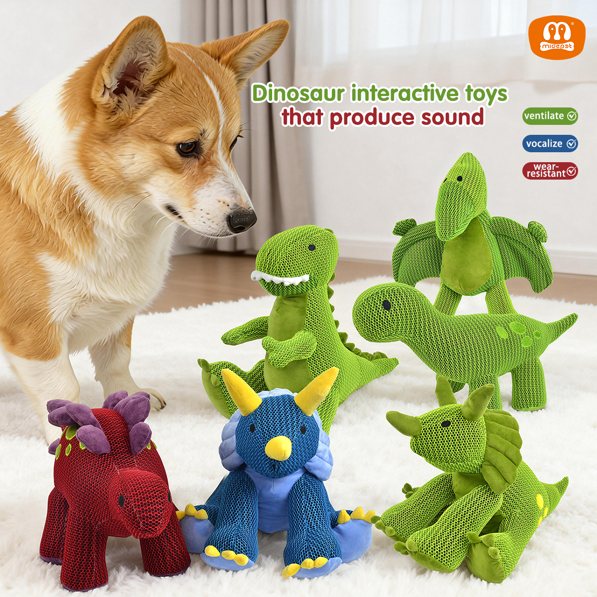 Honeycomb Mesh Dinosaur Dog Toy | Tear-Resistant, Squeaky & Chew-Proof