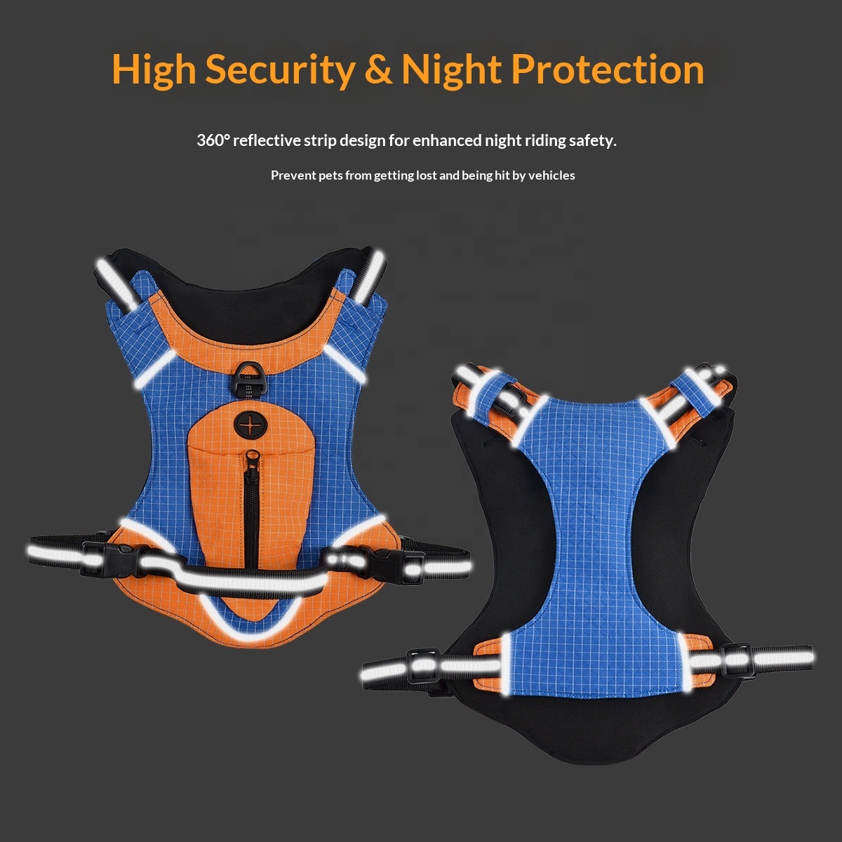 Multifunctional Waterproof Dog Harness with Storage Bag & Reflective Strip | Anti-Pull & Quick-Dry