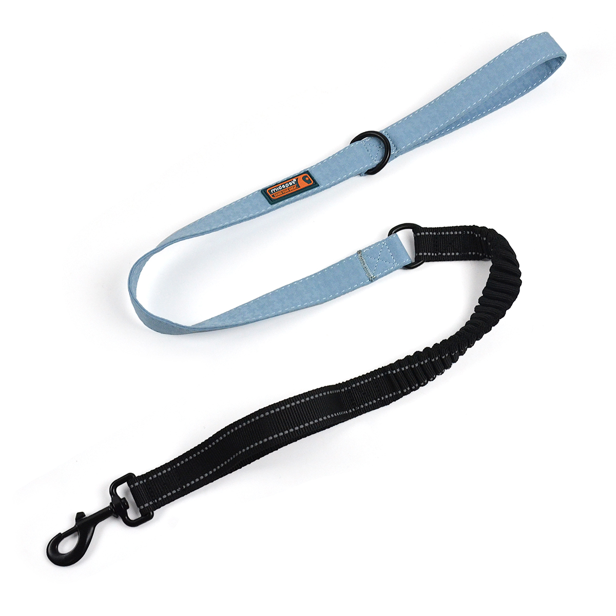 Elastic Dog Leash with Traffic Handle & Houndstooth Webbing | Anti-Pull Retractable Leash