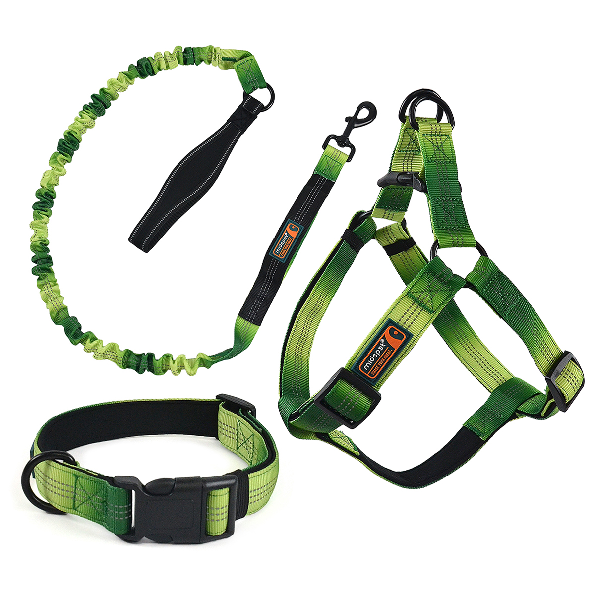 Neoprene Pet Travel Set (Harness, Leash, Collar) | Gradient Color & Anti-Pull Design