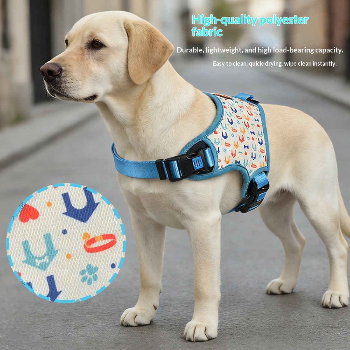 Multi-Print Dog Harness with Full Adjustability | 3 Colors | Breathable Mesh & Polyester Fabric