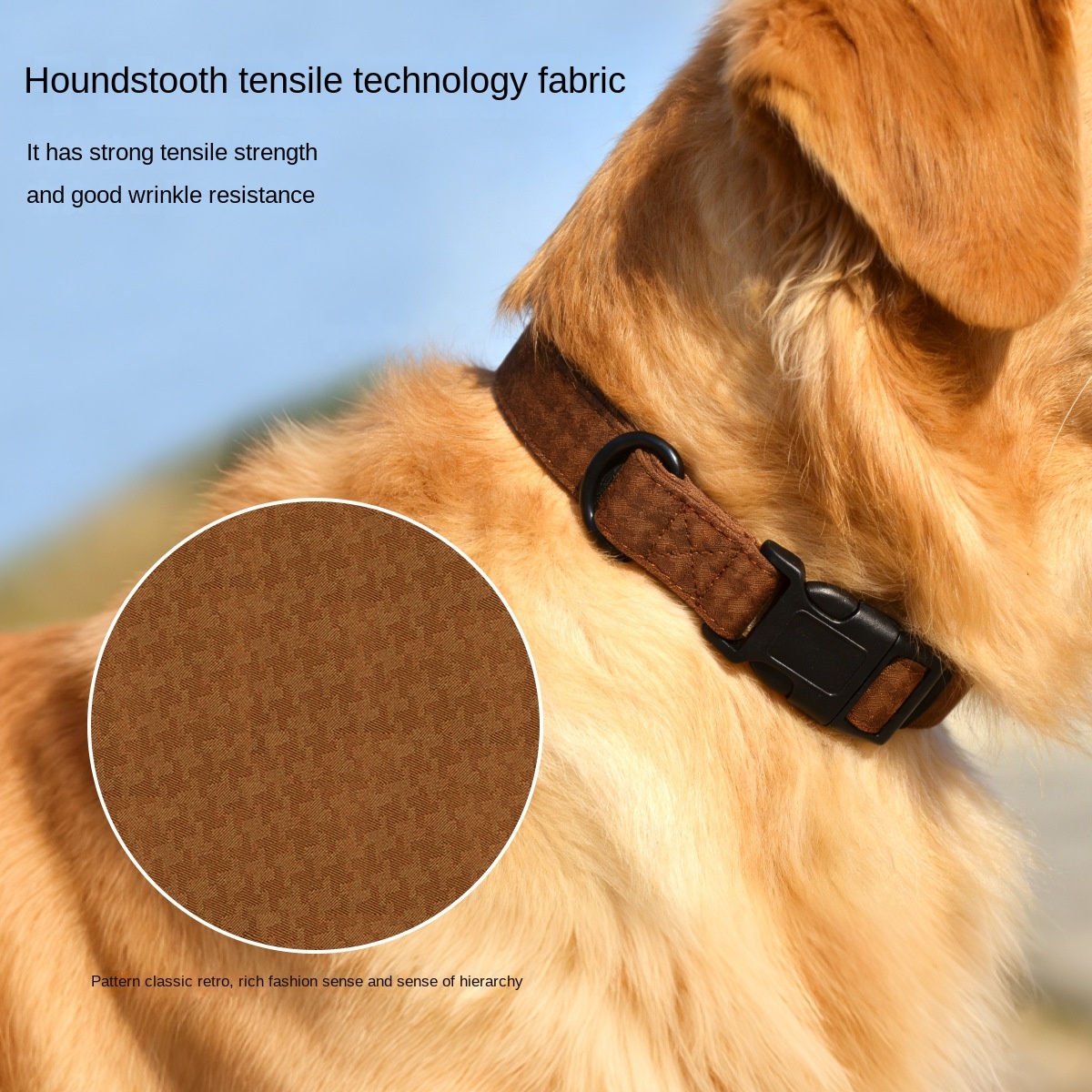 Houndstooth Pattern Dog Leash & Collar Set | High-Strength & Tangle-Resistant